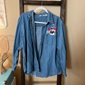 Austin Clothing Company Blue Denim USA Snowman Button-Up Shirt